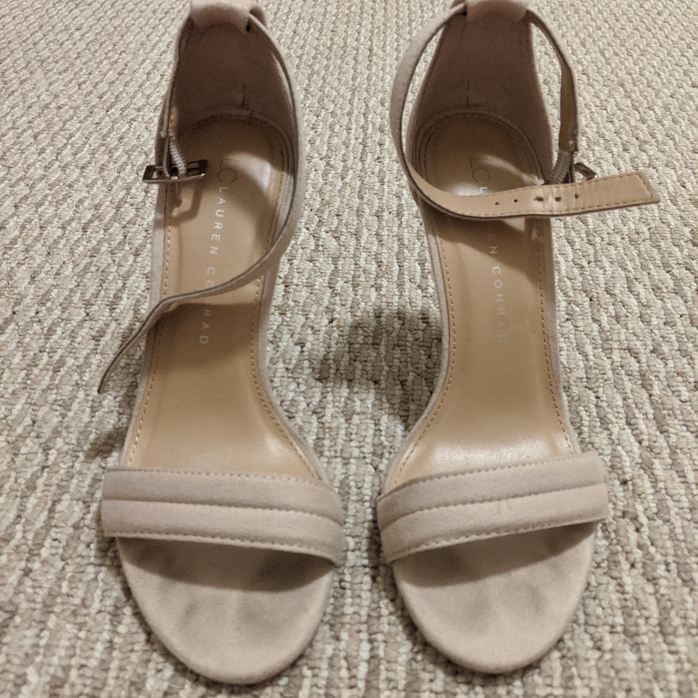 LC Lauren Conrad Alina Nude Strappy Heels